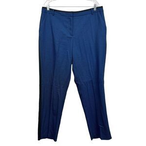 Ashley Stewart Women Pants Tapered Leg Flat Front Pockets Blue Black Pattern 16*